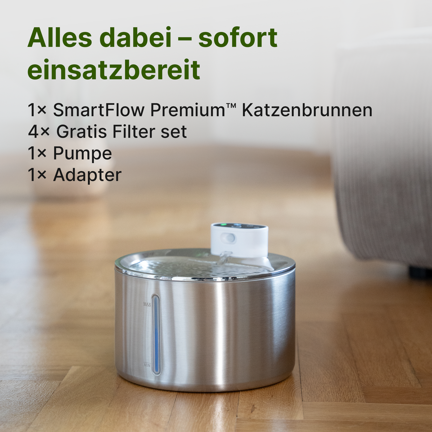 SmartFlow Premium Katzenbrunnen (4L + Kabellos)